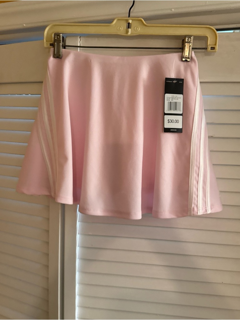 adidas Girls Pink Flared skort with White Side Stripes size 14